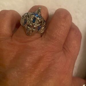 Silver and Blue Women's Jewelry Ring